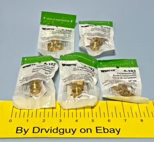 5 Packs of Watts A-103 3/8" Nut Compression Fittings - Picture 1 of 5
