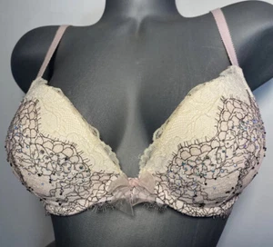 Victoria’s Secret Dream Angels Padded Rhinestone Lace Push Up Bra 34C - Picture 1 of 9