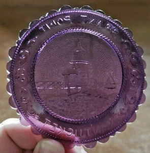 VINTAGE PAIRPONT GLASS CO PURPLE MINIATURE PLATE BRANT POINT NANTUCKET 3 1/2" D - Foto 1 di 6