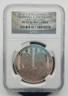 2013 P 5-Star Generals Silver $1 NGC PF70 Ultra Cameo #0447 - Image 1 of 3