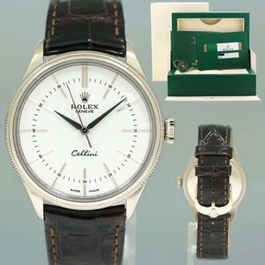 2019 MINT PAPERS Rolex Cellini White Dial White Gold 39mm Leather 50509 Watch - Picture 1 of 7