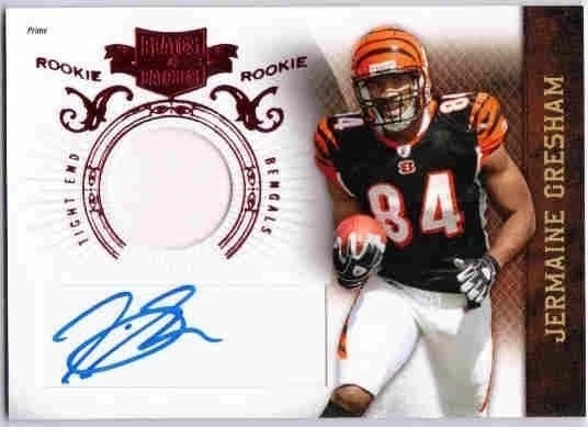 JERMAINE GRESHAM 2010 Plates & Patches Jersey Patch Autograph Auto Rookie Card   - Image 1 of 2