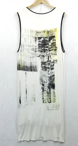 Helmut Lang Maxi Dress Women M White Graphic Print Jersey Lined Rocker Chic Art - Picture 1 of 11