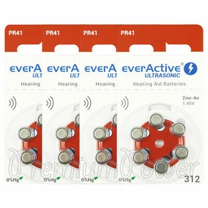 24 cells x everActive Hearing aid 312 Size batteries Zinc Air PR41 1.45V - Picture 1 of 2