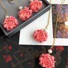 1PCS Handmade artificial pink coral flower pearl pendant Craft Gemstone Lucky