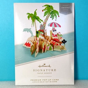 Hallmark Signature Paper Wonder Christmas pop-up card Babbo Natale isola tropicale - Foto 1 di 2