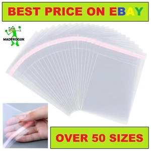 Clear Self Adhesive Seal Plastic Bags Large for Cards Cellophane Gift Sweet Bags - Picture 1 of 24