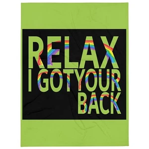 Neon Green/Black Large Soft Throw Blanket RELAX I GOT YOUR BACK - 80" - Picture 1 of 6