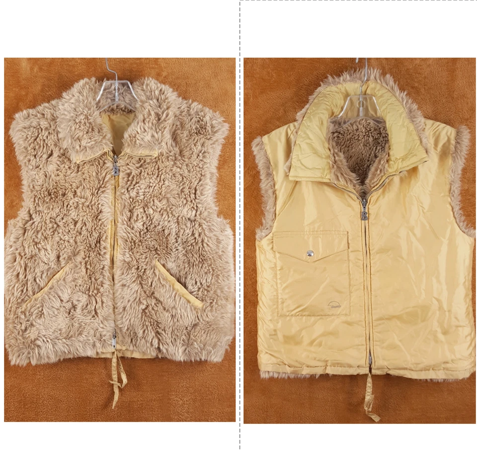 Chaleco BOGNER Mujer Talla 10 Tostado Reversible Imitación Piel Nylon Cremallera Invierno Bolsillos Foto 1 de 4