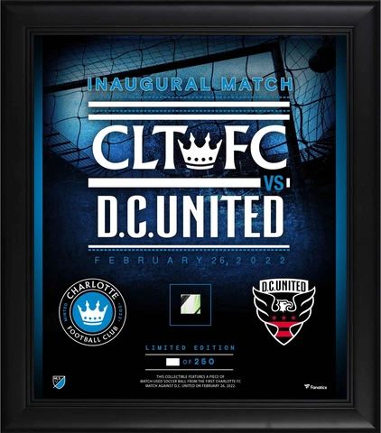 Charlotte FC Inaugural Match vs DC United FRMD 15x17 Collage w/Pc MU Ball-LE 250 Cover