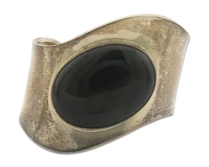 Navajo Bracelet 925 Silver Natural Onyx Cuff Native American Artist C.80's - Picture 1 of 8