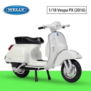 Welly 1/18 Vespa PX 2016 Motorcycle Diecast Scooter Bike Model Toy BOX White - Picture 1 of 8