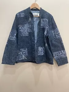 Alfred Dunner Denim Patchwork Jacket 14 Fairy Grunge Artsy Lagenlook sequins - Picture 1 of 7