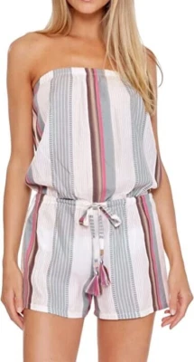 Mameluco a rayas sin tirantes Becca para mujer cosmopolita talla mediana Foto 1 de 4
