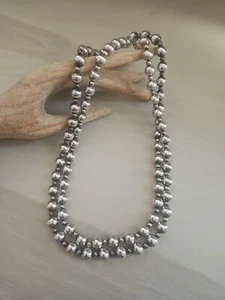 VINTAGE STERLINGSILBER ITALIEN 36 ZOLL LANG MODERNIST KUGELN PERLEN HALSKETTE 86 G 8 MM - Bild 1 von 7