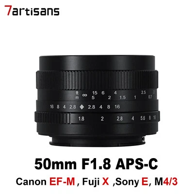 7artisans 50mm F1.8 APS-C Large Aperture Lens for Sony E Canon EF-M Fuji X M4/3 - Image 1 of 4