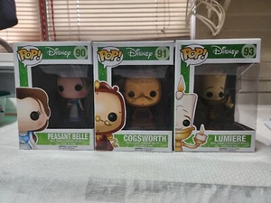 Funko Pop! Disney La Bella e la Bestia Contadina Belle #90 Cogsworth #91 Lumiere #93 - Foto 1 di 12