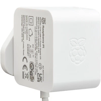 Raspberry Pi Pi 5 27W USB-C Power Supply Unit White UK - Image 1 of 4