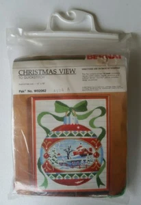 Bernat "Christmas View" Cross Stitch Kit W02062 NEW 15"x19" Winter Scene - Picture 1 of 2
