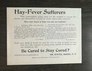 Anuncio original vintage 1895 fiebre del heno Dr. Hayes 1021 - Imagen 1 de 1