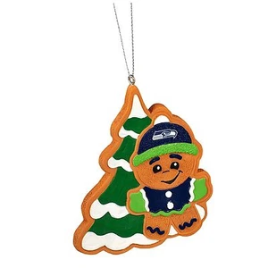 Seattle Seahawks Gingerbread Man w/ Tree Christmas Tree Ornament New MT14 - Picture 1 of 1