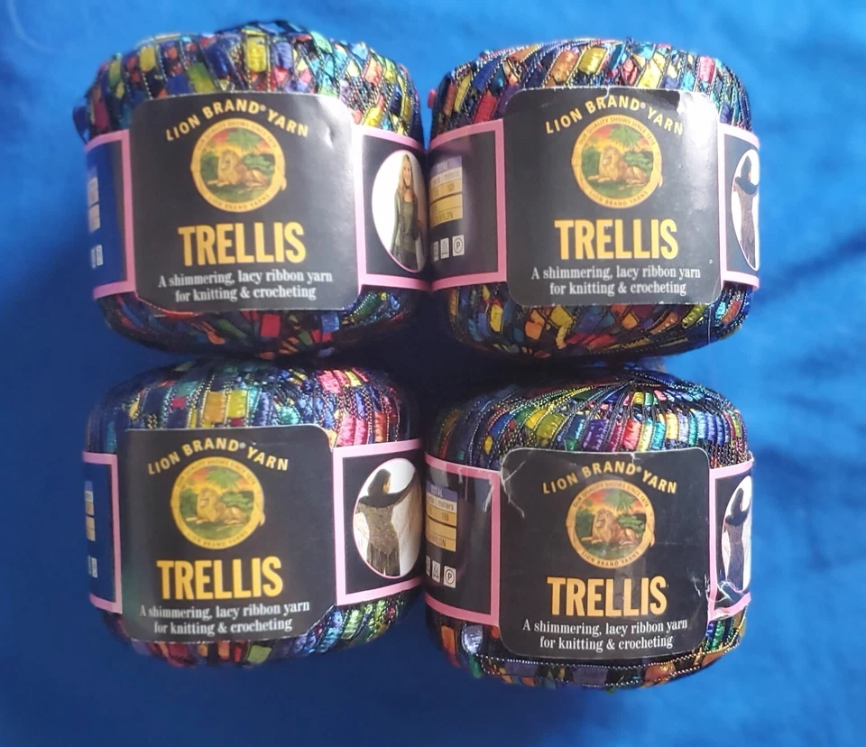 1 Skein Trellis Yarn Lion BRAND Bulky 1.75 Oz Rainbow Nylon 50gms 115 Yards