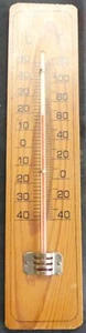 Thermomètre intérieur mercure support bois – vintage déco – REF 5257 - Imagen 1 de 2