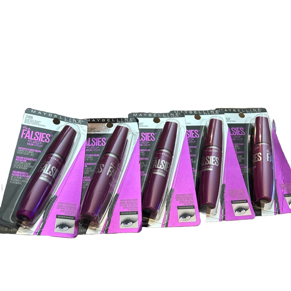Maybelline The Falsies Volume Express Waterproof Flared Eye Mascara Blackest Black 6 EA