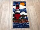 Vintage BUCILLA Completed Latch Hook  Wall Hanging Rug Lighthouse 16X34 USA