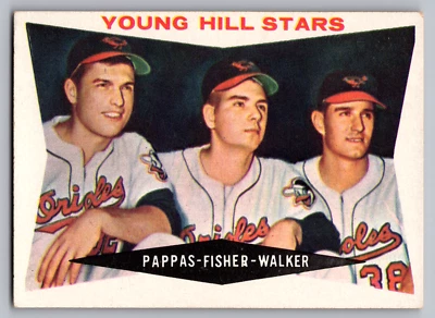 1960 TOPPS #399 MILT PAPPAS/JACK FISHER/JERRY WALKER ORIOLES WHITE BACK - Image 1 of 3