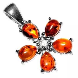 Ciondolo in argento sterling 925 ambra baltica autentica 3,3 g gioielli N-A215A - Foto 1 di 1