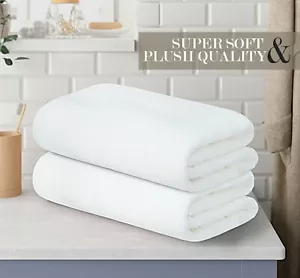 2X Hotel Quality White Bath Towel Luxury EXTRA LARGE Sets 90 X 180cm 100% Cotton - Picture 1 of 8