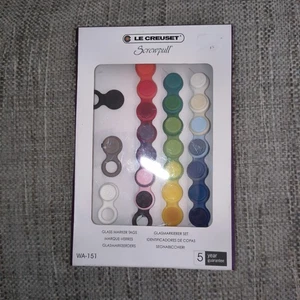 Le Creuset Wine Glass Marker name Tag Charm 24pc Silicone Tag - Picture 1 of 2