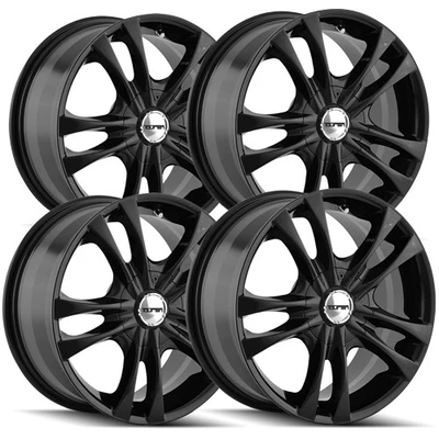 (Set of 4) Touren TR22 14x6 4x100/4x4.5" +40mm Gloss Black Wheels Rims 14" Inch Foto 1 de 4