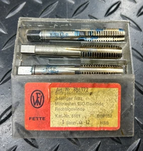 FETTE 3 tlg. HSS Handgewindebohrer M12 metr. ISO-Gewinde Rechtsgewinde DIN 352 - Bild 1 von 3