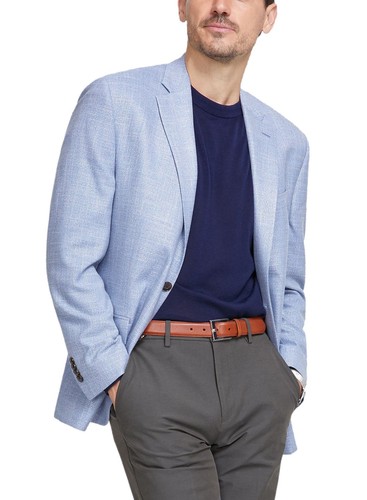 Cappotto sportivo Michael Kors uomo vestibilità classica melange 48 regular blu chiaro nuovo con etichette $295