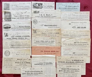 1870er BILLHEADS - BOSTON - STOCKBRIDGE - HININGHAM & ANDERE - 23 BILLHEADS - Bild 1 von 9