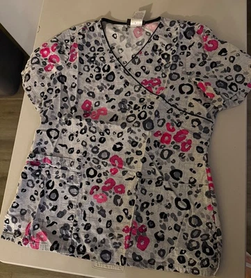 Cherokee Leopard Print Scrub top Size M - Image 1 of 4