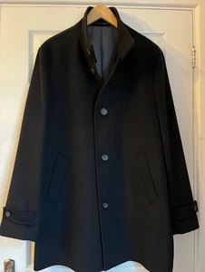 Abrigo negro Marks & Spencer para hombre cuello embudo mezcla de lana L - Imagen 1 de 7