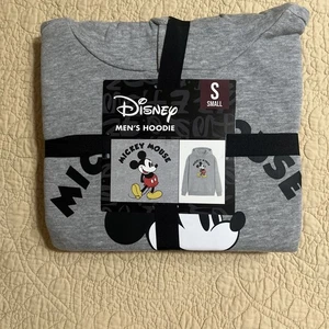 Disney Mickey Mouse Men's Heather Gray Hoodie Sz Small Pullover Sweatshirt New - Picture 1 of 5