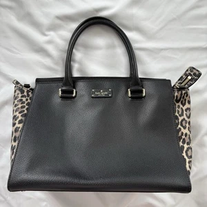 Kate Spade Lana Grove Street Satchel Handbag Black/Leopard Print - Picture 1 of 12
