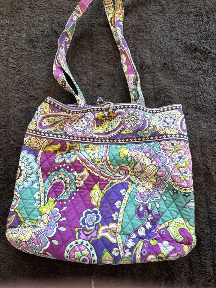 Vera Bradley Heather Purple Paisley Cotton Shoulder Bag Purse Tote Handbag EUC - Image 1 of 4