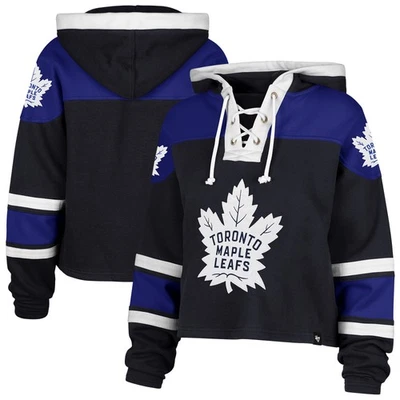 Women's '47  Navy Toronto Maple Leafs Cropped Lacer Hoodie - Image 1 of 3