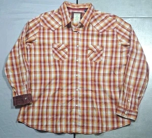 Panhandle Rough Stock Shirt Womens XXL Pearl Snap Plaid Flip cuff Western Rodeo - Picture 1 of 9