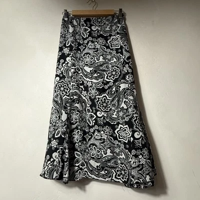 Vintage Y2K Silk Floral Paisley Ethereal Midi Skirt Whimsigoth Fairy Grunge 12 - Image 1 of 4