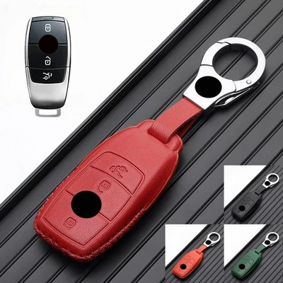 Capa de couro genuíno chave de carro para Mercedes Benz A B C E S G GLA GLB GLC GLE - Imagem 1 de 4