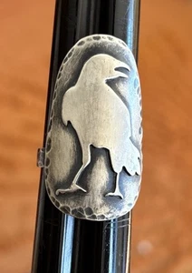 Vintage Navajo Native American Raven Sterling Silver Ring Size 9.75 Arts Crafts - Picture 1 of 11