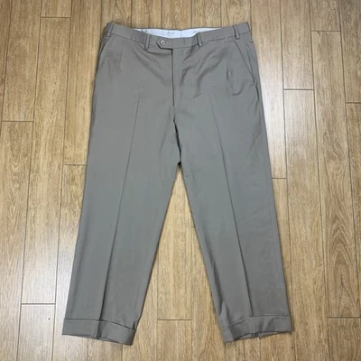 Pantalones de vestir Brioni para hombre 38x27 caqui tostado plisado pantalones de lana hechos en Italia Foto 1 de 4
