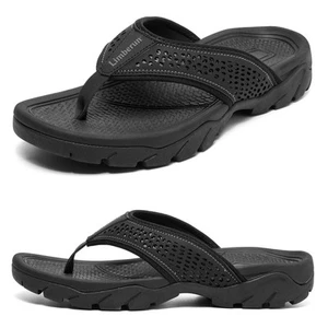 Mens Flip Flops Leather Arch Support Comfort Orthotic Thong Sandals Hiking Sp... - Picture 1 of 7