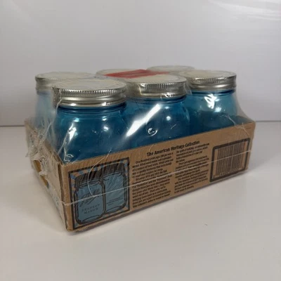 New Ball Pint Mason Jars w/Lids Canning Vintage Heritage Collection Blue 6/Pk - Image 1 of 4